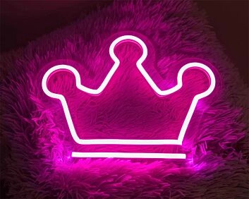Brighten Up Your Space: Pink Crown LED Neon Sign for Home Decor, Trendy Office Accent, or Chic Bar Ambiance.