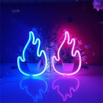 Brighten Your Space: Pink Flame LED Neon Sign Perfect for Home Decor, Bars, and Weddings