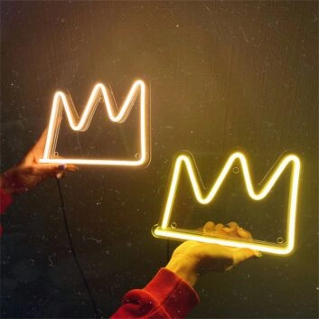Enhance your home, office, or bar ambiance with the regal glow of the Primitive Crown LED Neon Sign.