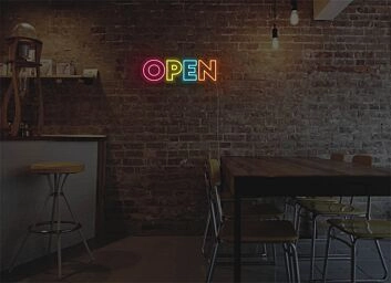 Brighten Up Your Space: Rainbow Open LED Neon Sign - Perfect for Home Decor, Bars, and Festive Celebrations.