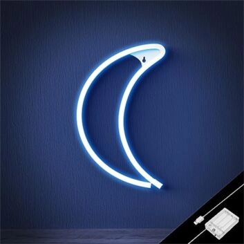 Brighten Your Space: Room Moon Blue LED Neon Sign for Home Decor, Office Ambiance, and Festive Celebrations