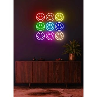 Smiley Wall Neon Joy and Positivity in Every Bulb