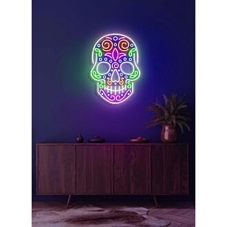 Skull Neon Reminder of Life's Edge and Vibrancy