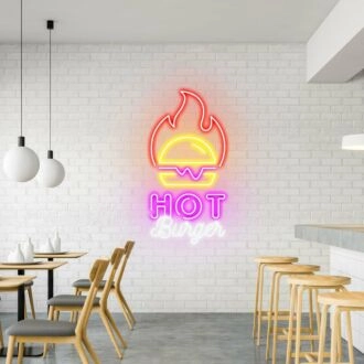 Customize Hot Burger Spicy Neon for Hot Food Eateries