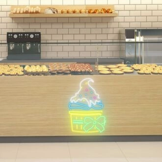 Festive Ice Cream Cup Celebratory Neon for Party Themes