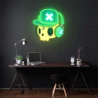 Skull And Headphones Led Neon Acrylic Artwork