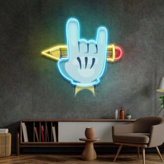 Rock Hand Led Neon Sign Light Pop Art