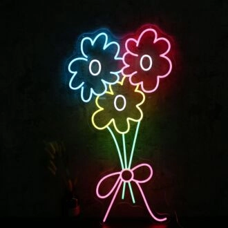 A Brunch Of Colorful Flowers Neon Sign