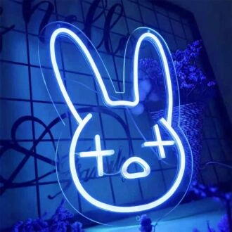 Confused Bunny Animal Neon Sign