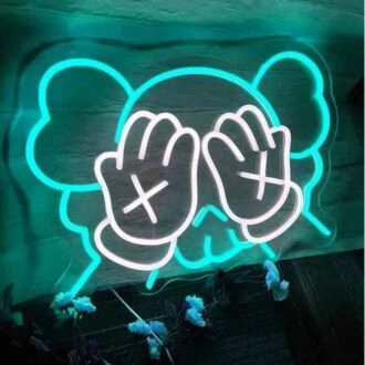 Bear Covering Eyes Neon Sign