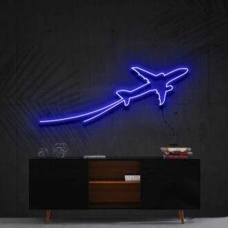 Airplane Take Off Neon Sign for Travel and Adventure Themes