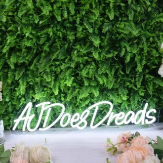 AJ Does Dreads White Neon Sign