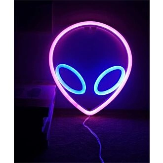 Elevate Your Space: Alien Head LED Neon Sign Perfect for Home Decor, Office Vibes, or Cosmic-Themed Parties.
