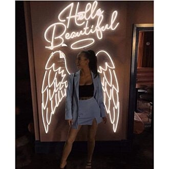 Angel Wings and Nimbus Hello Beautiful Neon Sign for Inspirational and Fun Spaces