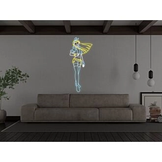 Anime Warrior Girl Neon Sign
