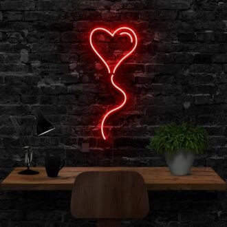 Balloon Heart Neon Sign for Romantic and Playful Spaces