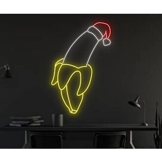 Brighten Your Festive Celebrations and Home Decor with the Whimsical Banana Christmas Hat Led Neon Sign Custom Banana Christmas Led Light – Perfect for Office, Storefronts, and Holiday Parties.