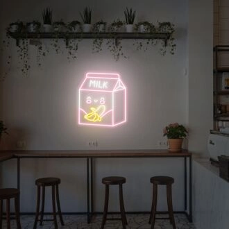 Brighten Up Your Space with Banana Milk Neon Sign Banana Neon Sign Fruit Neon Sign Kawaii Neon Sign - Perfect for Home Decor, Bars, and Playful Office Environments.