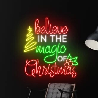 Brighten Your Festive Season: The Perfect Home, Office, and Store Decor with Believe In The Magic Of Christmas Led Neon Sign
