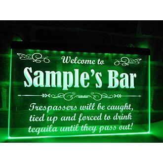 Trespassers Bar Personalized Hanging Neon Sign