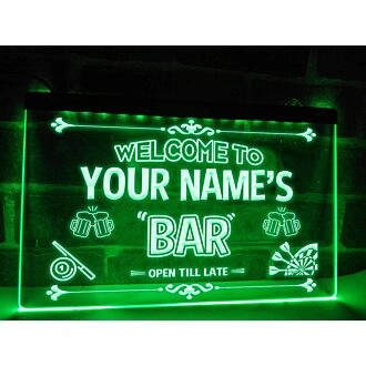 Beer, Pool & Darts Bar Personalized Hanging Neon Sign