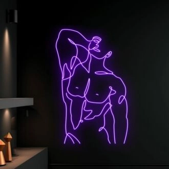 Add a Splash of Color to Your Bar, Club or LGBTQ+ Events with Bikini Naked Male Led Neon Sign Gay Body Club Neon Led Sign in Vibrant Purple.
