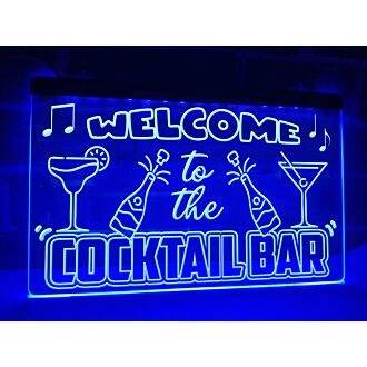 Welcome to the Cocktail Bar Hanging Neon Sign