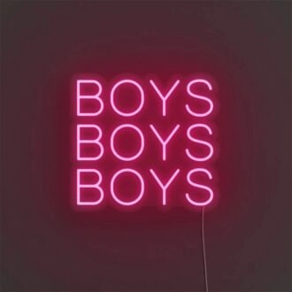 Add a Vibrant Touch to Your Bar, Bachelor Pad, or Game Room with the Boys Boys Boys LED Neon Sign.