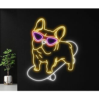Brighten Up Your Space: Perfect for Home Decor, Parties, and Bars - Bulldog Skateboarding Led Neon Sign