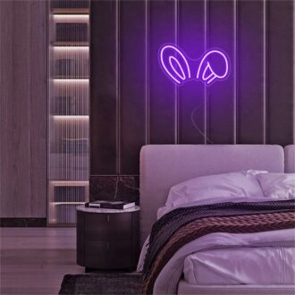 Brighten Up Your Space: Bunny Ears LED Neon Sign for Home Decor, Parties, and Themed Events