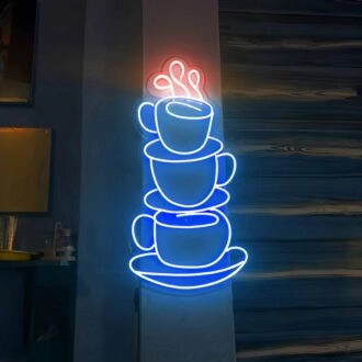 Stacked Coffee Cups Neon Sign