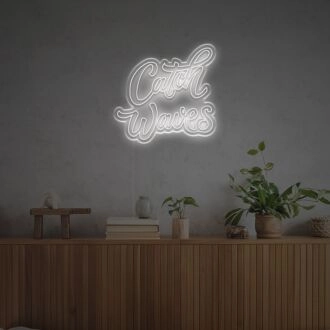 Brighten Your Beach-Themed Bar, Office, or Home Decor with the Catch Waves LED Neon Sign.