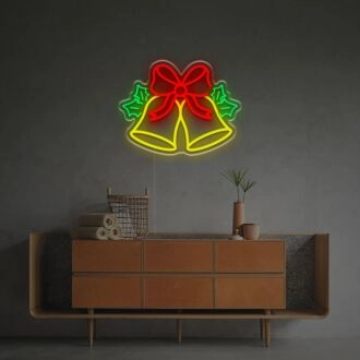 Brighten Up Your Holiday Season: Perfect for Home Décor, Office Celebrations, and Christmas Themed Parties with the Christmas Bells LED Neon Sign.