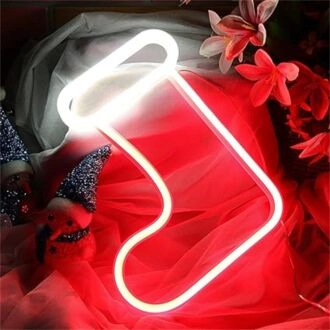 Brighten Your Festive Celebrations: Christmas Stocking LED Neon Sign for Home, Office, and Holiday Parties Decor.