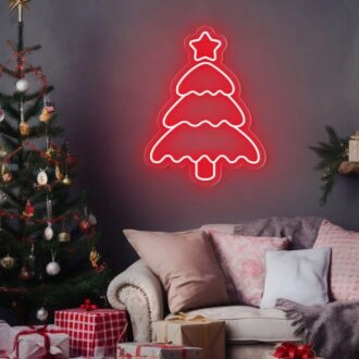 Brighten Your Holiday Celebrations: Christmas Tree Shining Star Neon Sign Perfect for Home Decor, Office Festivities, and Party Ambiance.
