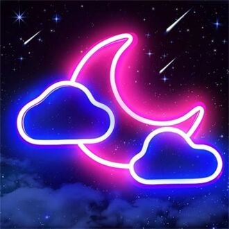 Brighten Your Nights: Clouds And Moon LED Neon Sign - Perfect for Bedroom Ambiance, Dreamy Events, and Trendy Bars