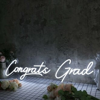 Congrats Grad White Neon Sign