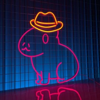 Brighten Up Your Western Themed Parties and Decor with the Cowboy Capybara LED Neon Sign - Perfect for Home, Bars, and Special Celebrations