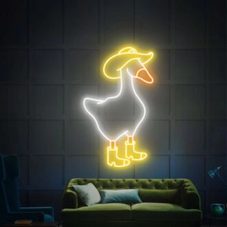 Add a Western Twist to Your Space: Cowboy Goose Led Sign Cowboy Duck Sign - Perfect for Home Decor, Office Ambiance, or Themed Events!