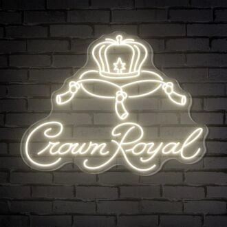 Elevate Your Bar, Office, or Party Ambiance with the Crown Royal Words Crown Bar Neon Sign.