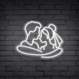 Add a Romantic Glow to Your Bedroom, Wedding, or Anniversary Celebration with the Cuddling Couple Shape Neon Sign.
