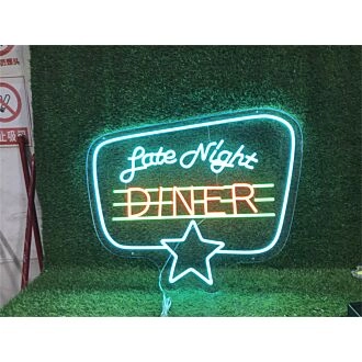 Transform Your Space into a Retro Haven - Perfect for Bars, Cafes and Home Kitchens with Custom Logo Late Night Diner LED Neon Sign.