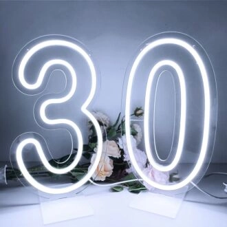 Celebrate the Big 30 in Style: Customized LED Neon Light Number 30 Birthday LED Neon Sign for Memorable Home Celebrations, Chic Bars, and Vibrant Office Parties.