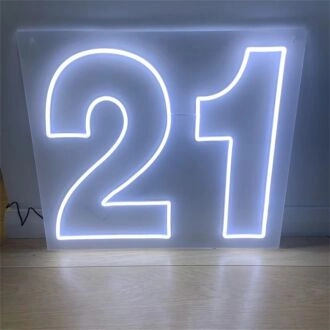 Celebrate Milestone Birthdays and Anniversaries in Style with Our Customized Number 21 LED Neon Sign for Home, Bars, and Event Decorations.