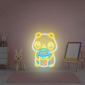 Brighten Your Café or Kitchen: Cute Bear Drink Coffee Kawaii Bear Neon Sign Perfect for Creating a Cozy Atmosphere