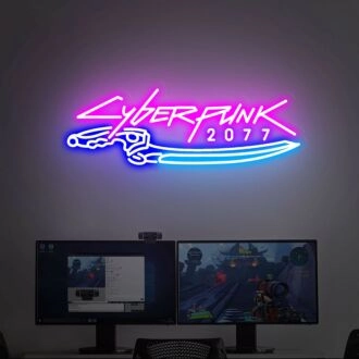 Elevate Your Gaming Den and Bar Ambiance with the Vibrant Cyberpunk 2077 Led Neon Sign - Perfect for Home Decor and Themed Events.