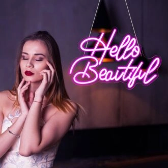 Brighten Your Space - Deep Pink Hello Beautiful Neon Sign Perfect for Home Decor, Chic Bars, and Boutique Welcomes