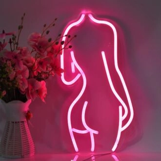 Enhance Your Boutique, Bar, or Bedroom Aesthetics with the Deep Pink Mannequin Woman Neon Sign.