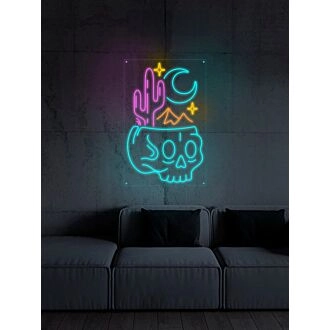 Desert Skull Head Neon Sign for Edgy and Artistic Spaces