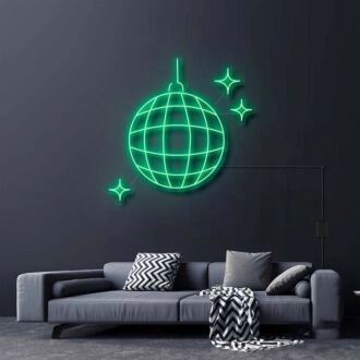 Disco Ball Neon Sign for Party and Social Spaces